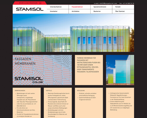 Website Stamisol, technische Textilien