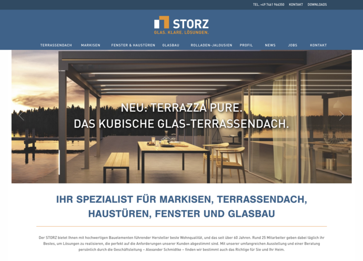 Website Glasbau Storz